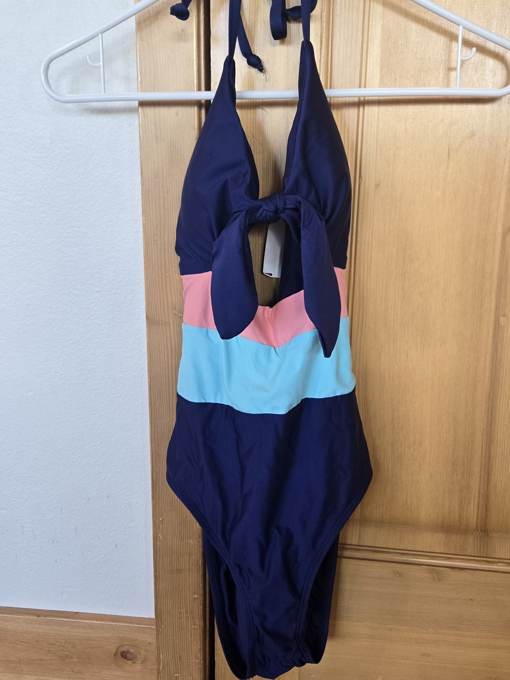 Splendid Navy One-Piece Swimsuit with Pink and Aqua Stripes